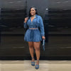 Two Piece Sets Women Denim Skirt Hooded Zipper Tops Short Dress Sets Skirts A Line High Waist Y2k Streetwear Elegant Slim Fit