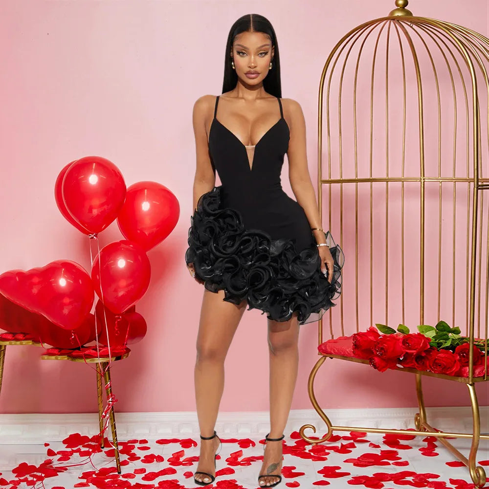 Damen Rüschen Ärmelloses Bodycon Mini-Faltenkleid Party Elegant Kurze Abendkleider Luxus Sexy Geburtstag Rotes Ballkleid