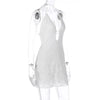 Articat 2024 Sommer Neue sexy Hollow Out Lace Up Hängende Damenkleid Temperament Vestido Kurzer Rock Slim Party Urlaub Strand
