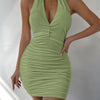 Sexy tiefes V Abendparty Ärmelloses rückenfreies Kleid 2024 Sommer Kurzes Weißes Neckholder-Kleid Damen Enges Club Mini Kleid Clubwear