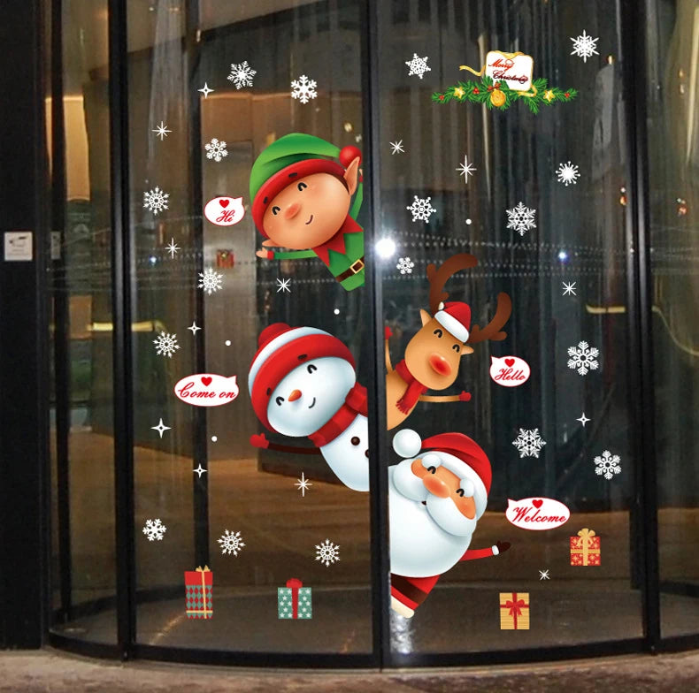 Weihnachtsfensteraufkleber Frohe Weihnachten Dekorationen für Zuhause 2024 Weihnachtsschmuck Xmas Navidad Natal Geschenke Neujahr 2025