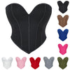 Women'S Strapless Solid Bustier Corset Fishbone Push Up Waist Trainer Crop Tops Sleeveless Backless Padded Bandeau Bikini Top