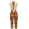 Blumendruck Sommer Caprihosen Jumpsuits Damen Sexy Ärmellose Schnürung Neckholder Rückenfrei Geraffte Peach Hips Slim Rompers