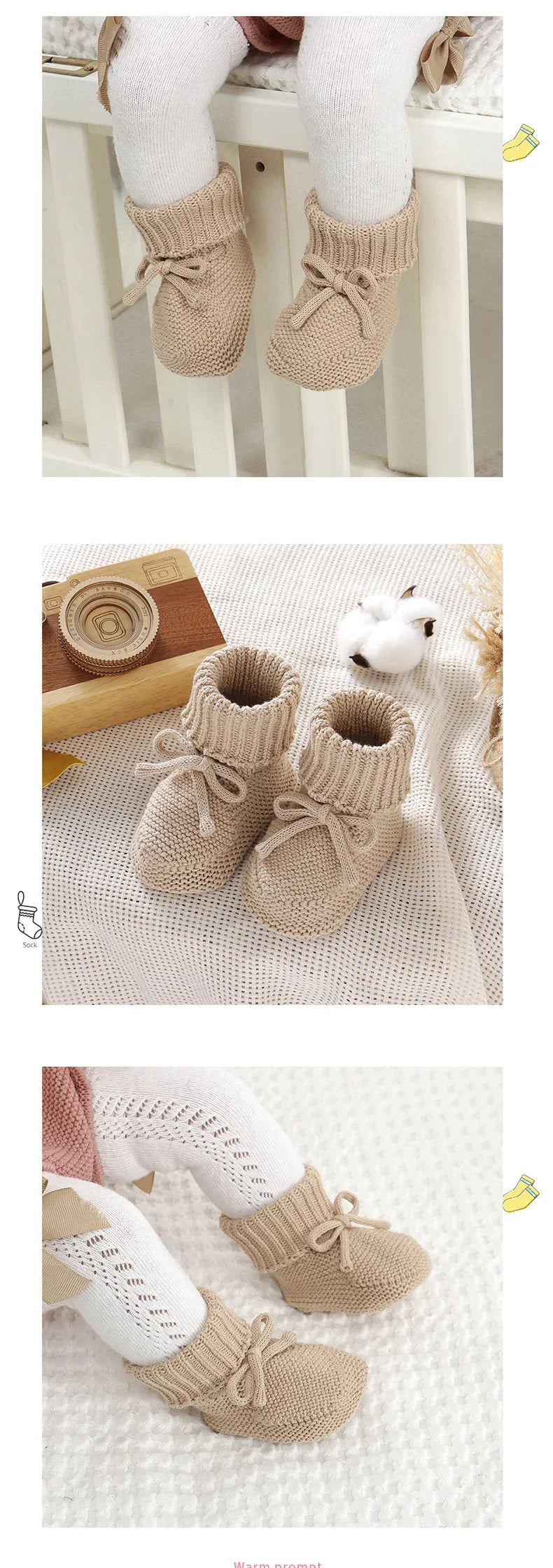 Baby Schuhe Baumwolle Gestrickte Neugeborene Mädchen Jungen Stiefel Mode Einfarbig Warme Kleinkind Kind Slip-On Bettschuhe Handgemacht 0-18M Fußbekleidung