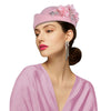 Elegant Felt Turban Hat Vintage Rhinestone Flower Church Beret Hat For Women Air Stewardess Party Cosplay Cap Costume Accessory