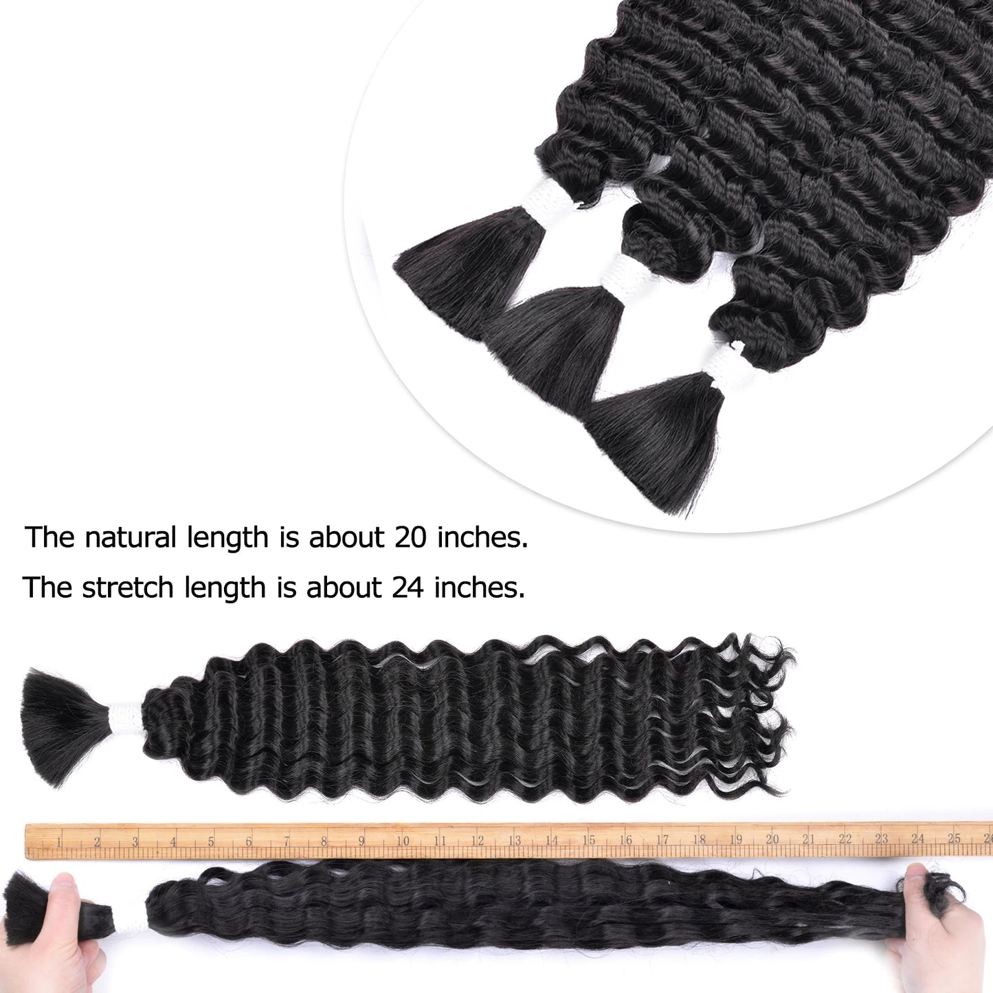 Synthetic Curly Deep Wave Bulk hair For Braiding 20inch No Weft Deep Wave For Braiding Micro Faux Braiding Hair for Boho Braids
