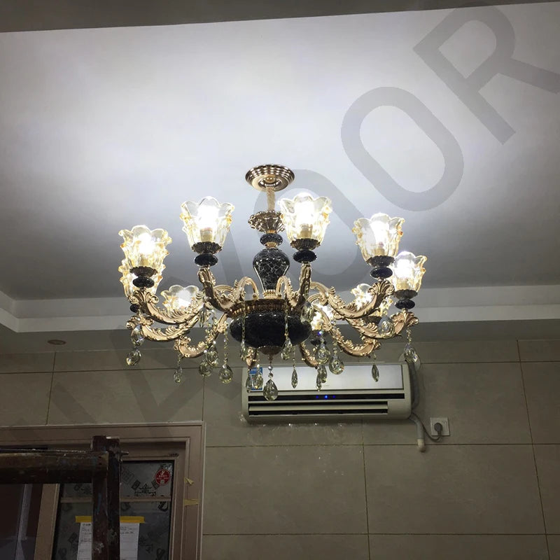 Kronleuchter Wohnzimmer Groß Luxus Kristall Lampe Esszimmer Schlafzimmer Dekoration Französischer Retro Kronleuchter Beleuchtung
