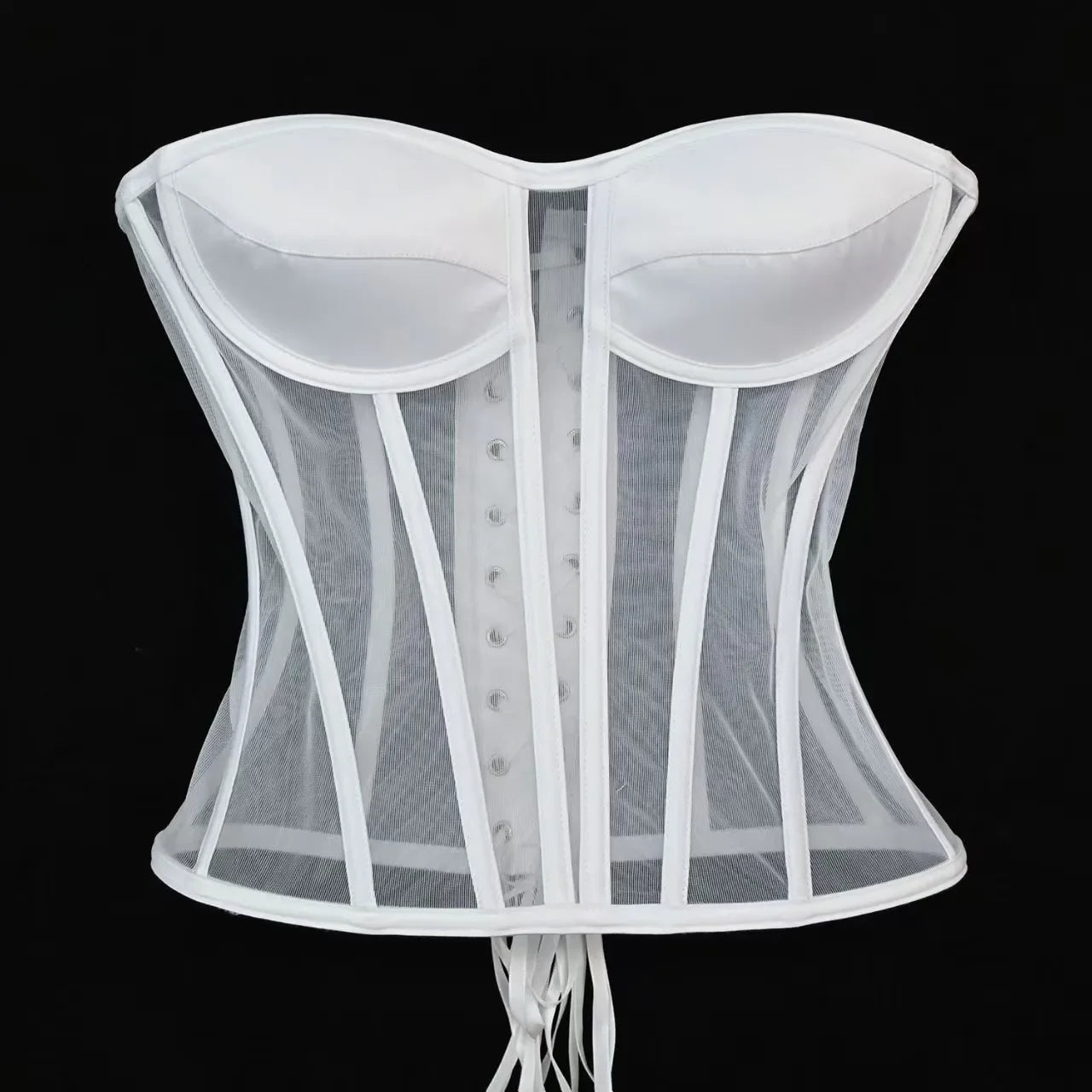 Steel Bone Transparent Bra Bustier Women's Waist Trainer Shapewear Girdles Corset Sexy Club Party Crop Top Lingerie Plus Size