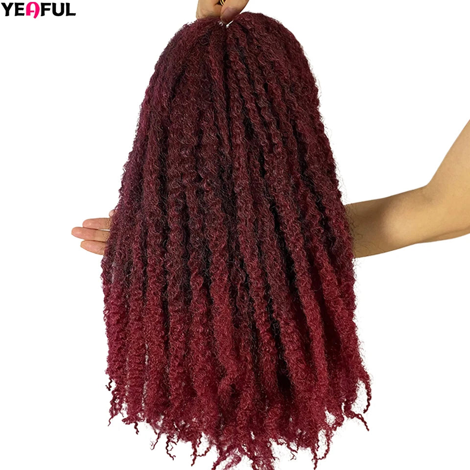 Yeaful 18 Inch Synthetic Marley Twist Braiding Hair Red Black Brown Ginger Bug Blonde #4 Pre Looped Marley Twists Crochet Hair
