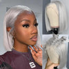 Straight Short Bob Gray 100% Human Hair Wig Lace Front Grey 13X4 Lace Frontal Bob Wig Colored Raw Human Hair Wigs 210 Density