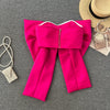 Women Hotsweet Sleeveless Sexy Zipper Chic Three-dimensional Butterfly Bow Slim Strapless Tank Top High Street Autumn Clothing