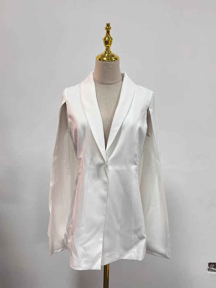 TWOTWINSTYLE Solid Chic Elegante Blazer für Damen Schalkragen Umhangärmel Tunika Schlankmachende Temperament Mäntel Damenmode Neu