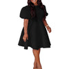 Elegant Party Dress for Woman 2024 Modern O Neck Short Sleeve High Waisted A Line Mid Calf Luxury Birthday Dinner Vestidos Mujer