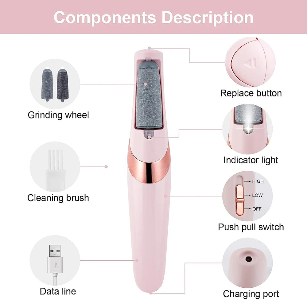 Electric Foot Callus Remover Foot Dead Skin Remover Rechargeable Foot Scrubber Grinder Professional Pedicure Tools Feet Care