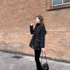 Tweed-Karo Anzugjacke Damen Oberbekleidung Lockerer Mittellanger Zweireihiger Freizeit-Wollblazer Top 2024 Frühling Herbst Neuer Schicker Anzug