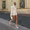 Urban White Women Blazer Coats Elegant Single Breasted V-neck Long Sleeve Female Jacket 2025 Autumn Office Lady Outwears
