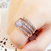 Huitan Sparkling 2Pcs Set Cubic Zirconia Rings for Women Wedding Engagement Fashion Jewelry Luxury Trendy Female Rings Wholesale