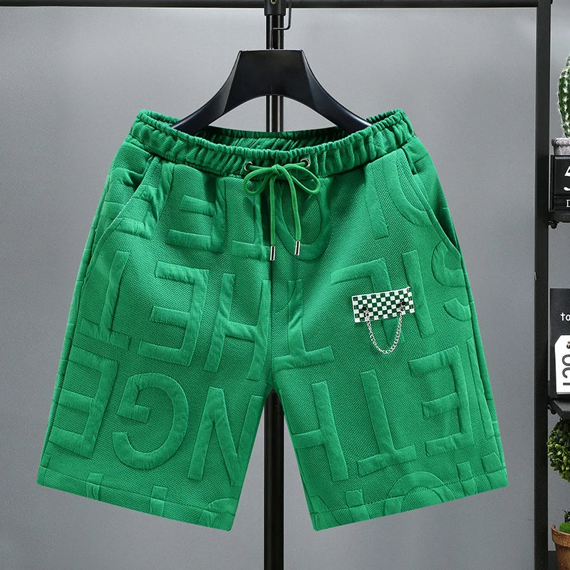 Neue Mode gestrickte Shorts Herren Bequemer elastischer Bund Kleidung Männliche atmungsaktive kurze Hosen Übergröße