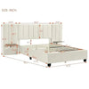 Queen Size Upholstered Platform Bed Velvet Fabric Big Headboard Wooden Frame Bedroom Storage Slat Support No Box Spring Needed