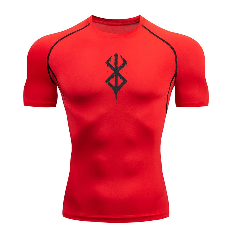 Anime Men's Compression Shirt Fitness Sport Running Tight Gym TShirts Athletic Workout Quick Dry Tops Tee Summer
