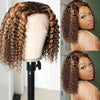 Deep Wave Bob Wig Human Hair Glueless Highlight 5x5 HD Lace Front 220% Density 4/27 Colored Ombre Wear and Go Human Hair Wigs