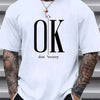 Men's 100 Cotton Summer Loose Fit   OK Printed T-shirt Tops Cool Design Street Short Sleeve Top Tee Cotton Clothing