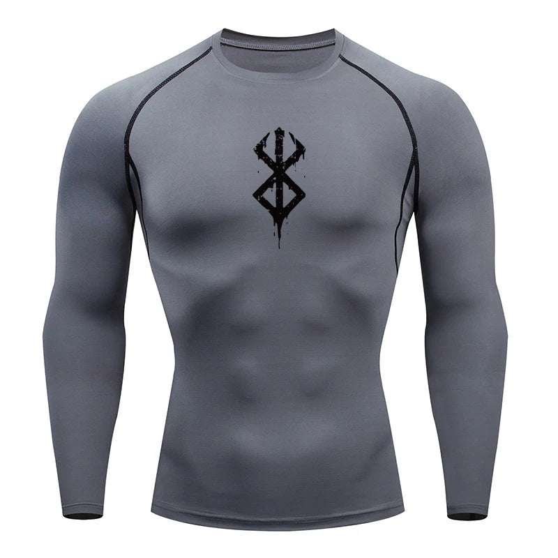 Anime Men's Compression Shirt Fitness Sport Running Tight Gym TShirts Athletic Workout Quick Dry Tops Tee Summer