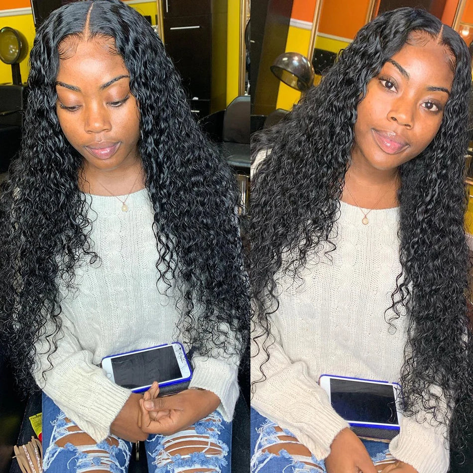 Mongolian Afro Kinky Curly Human Hair Bundles With Closure Deep Curly Hair Weave Bundles With Frontal Closure Hair Extensions