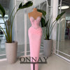 Customized Pink Mermaid Prom Dresses for Women Corset Crystals Saudi Arabric Gala Bespoke Occasion Gown Vestidos De Fiesta Plus