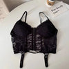 V-Neck Sexy Lace Corset Top Slim Fit Push Up Hollow Suspender Vest Adjustable Straps Off Shoulder Breathable Mesh Vest Travel