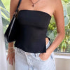 Women Tube Tops Solid Color Strapless Slit Tank Tops Summer  Bandeau Cropped Tops Streetwear 2024 New