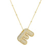 Cubic Zirconia Gold Plated  Bubble Alphabet Letter Necklace Monogram Necklace Balloon Initial Necklace Gifts for Women Girls