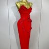 Sexy Fashion White Elegant Strapless Flower Bodycon Long Dress Women Casual Streetwear Club Birthday Party Slim Elegangt Dresses