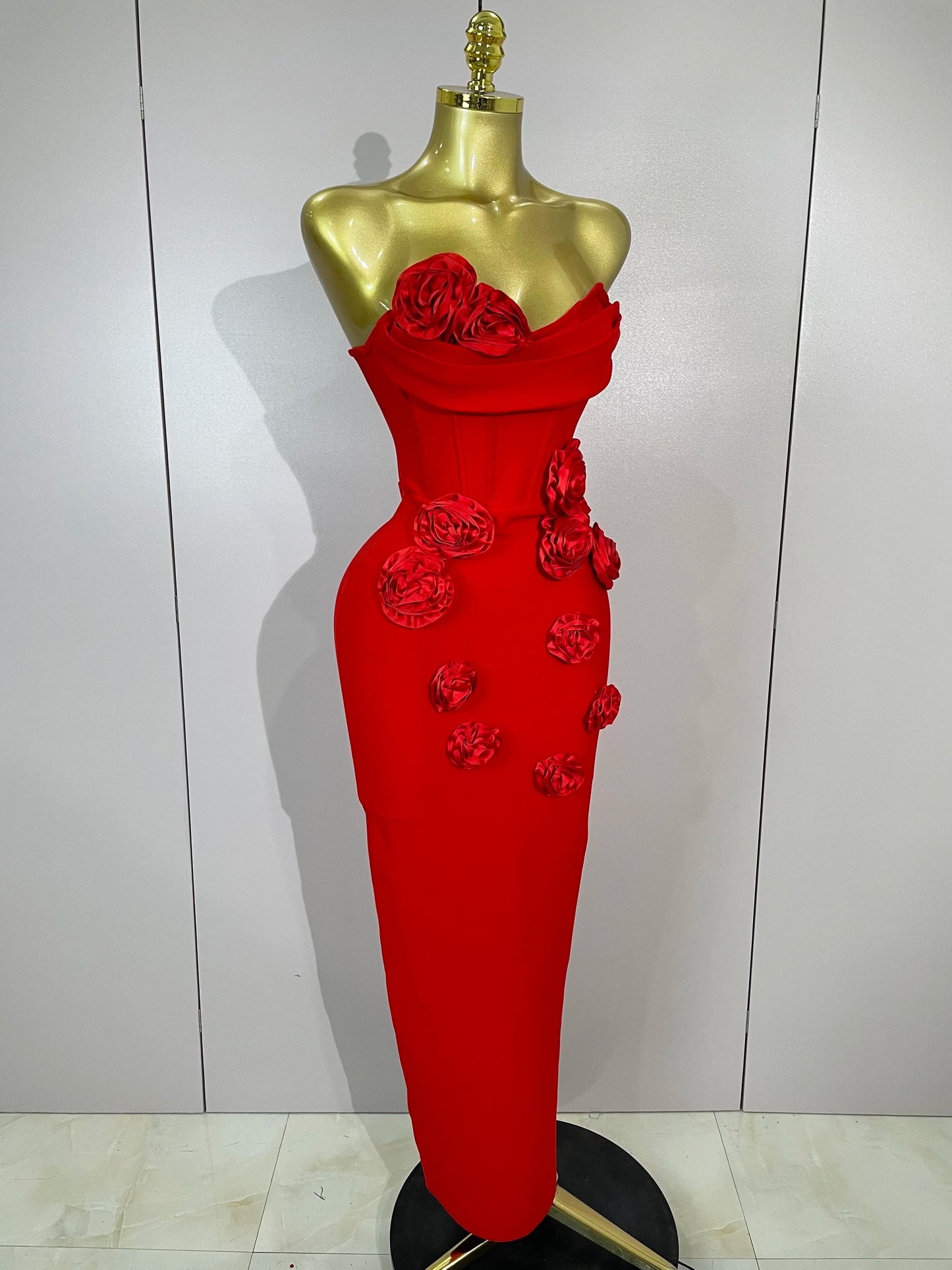Sexy Fashion White Elegant Strapless Flower Bodycon Long Dress Women Casual Streetwear Club Birthday Party Slim Elegangt Dresses