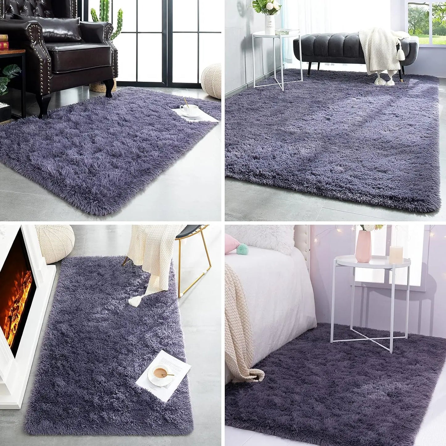 Flauschiger Teppich für das Schlafzimmer, zottelige, flauschige Teppiche für das Schlafzimmer, dicke schwarze Teppiche für das Wohnzimmer, Teppiche für Mädchen und Jungen