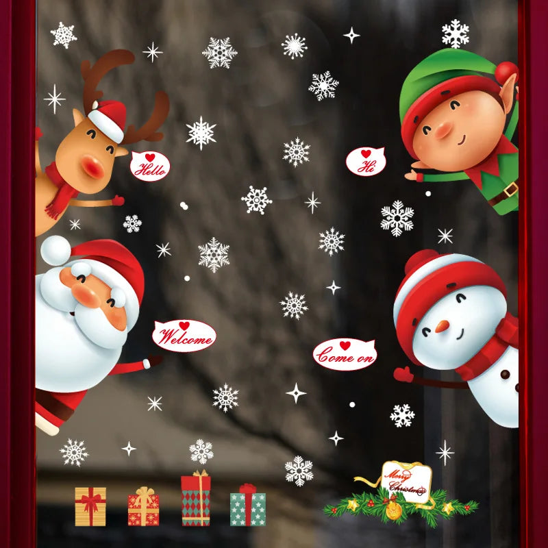 Weihnachtsfensteraufkleber Frohe Weihnachten Dekorationen für Zuhause 2024 Weihnachtsschmuck Xmas Navidad Natal Geschenke Neujahr 2025