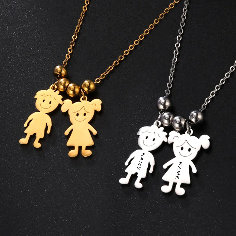 Couple Friend Personalized Necklace Custom Chain Name Mother Father Family Gift For Women Men Stainless Steel Pendant Jewelry
