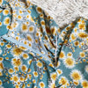 Damen Minikleider Sommer Mode Damenkleider Bedruckte Chiffonkleider mit Blumenmuster, gerafft, plissiert, kurze Puffärmel, Freizeitkleid