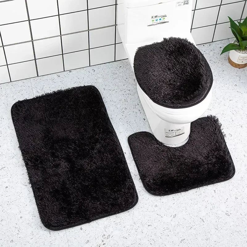 3pcs Bathroom Mat Set for Bathroom Silk Tie-Dye Toilet Soft Non Slip Rug Shower Carpets Toilet Lid Cover Floor Mats for Hallway