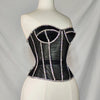 Women Abdomen Corset Crops with Bra Shiny Rhinestone Transparent Breathable Mesh Hand Made Bodices Push Up Bustiers Custom Made
