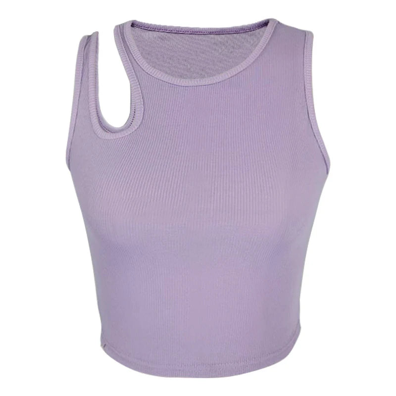 Sexy Rib-knit Tank Top for Women Summer Solid O-neck Sleeveless Crop Tops Street Vintage Korean Fashion Shirt Vest Y2K Clothes