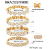 Iced Out Pink Cuban Armband für Frauen Hip Hop Gold Silber Farbe Kristall Herz Kreis Quadrat Armband 4Pcs Set Schmuck Geschenk