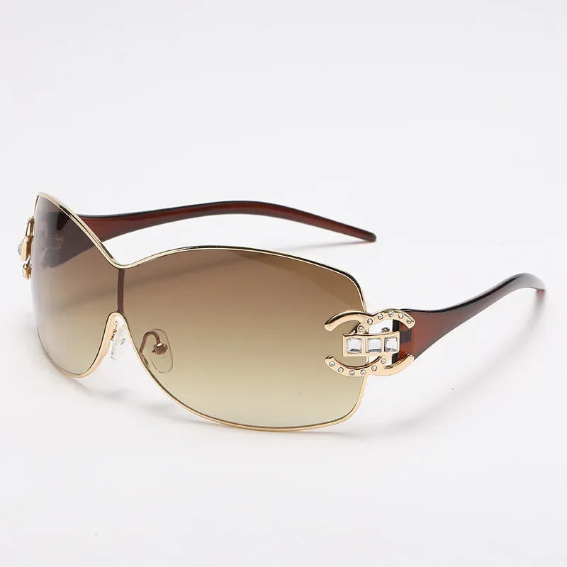 Neue Mode Y2K Sonnenbrille Damen Integrierte Surround Sonnenbrille Retro Designer Damen Brillen UV400 Oculos De Sol