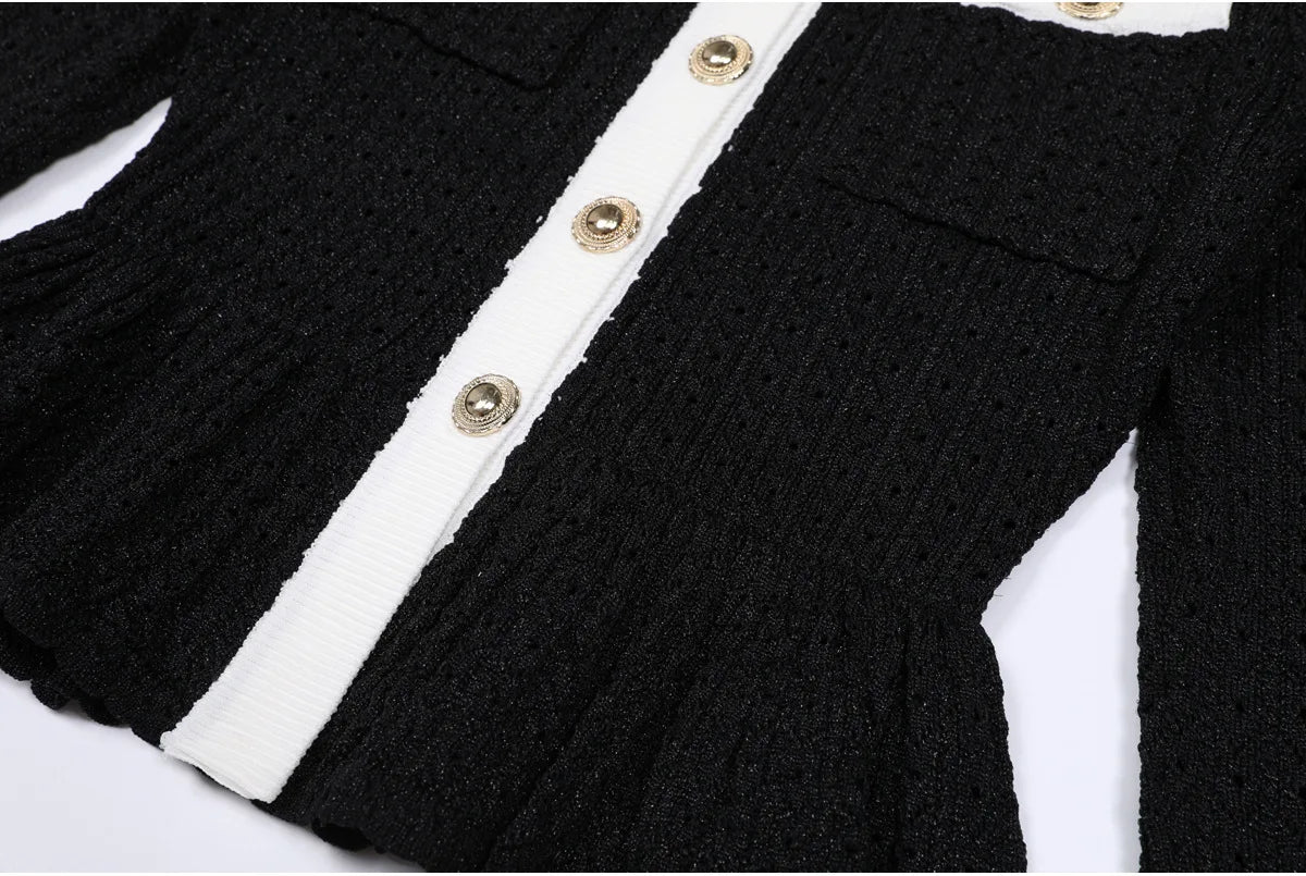 ZJYT Women's Knitted Dress Set 2 Piece Spring New Flare Sleeve Sweater and Long Skirt Suit Elegant Female Party Outfit Blue 2026