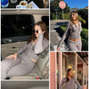 TARUXY Women Spring Outfits Casual Zipper Sweater Hoodie Set High Waist Flare Pants Suits Pink Knitted Womens Y2k Two Piece Set