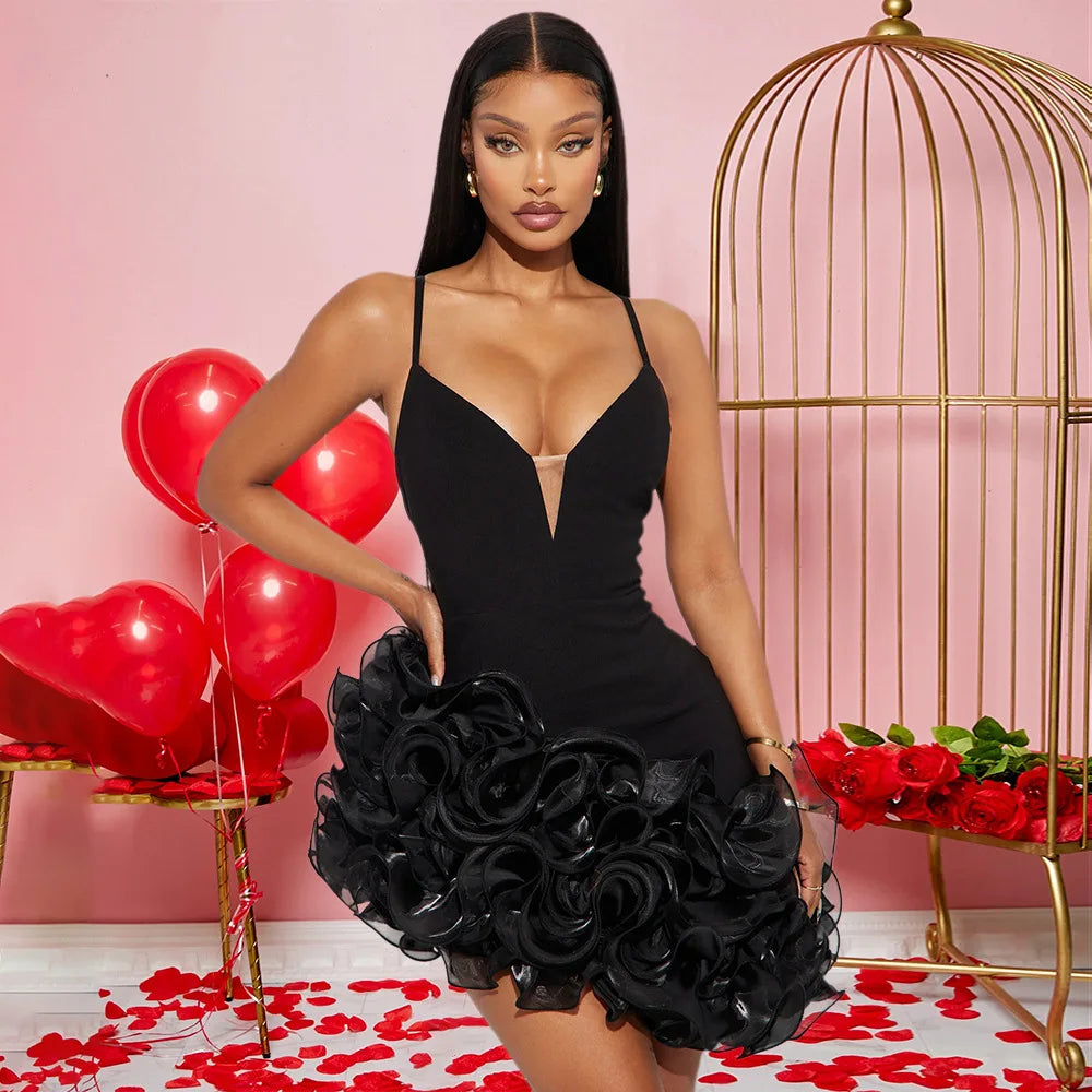 Damen Rüschen Ärmelloses Bodycon Mini-Faltenkleid Party Elegant Kurze Abendkleider Luxus Sexy Geburtstag Rotes Ballkleid