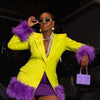 Yellow Dress Blazer Suits Purple Artificial Furffly Fashionable Luxury Jacket Fluff Is Removable Office Business Wear Blazers