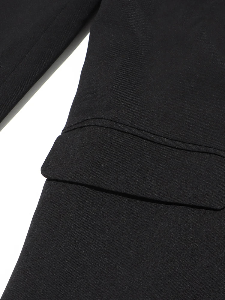 TWOTWINSTYLE Patchwork-Diamanten rückenfreier Blazer für Damen mit gekerbtem Kragen, langen Ärmeln, gespleißten Knöpfen, schickem Damen-Stil