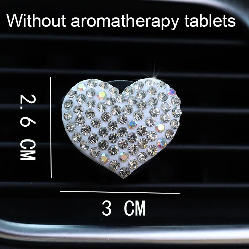 Heart-shaped Car Air Outlet Clip Creative Rhinestone Car Air Conditioning Air Outlet Perfume Decoration Clip Car Accessories