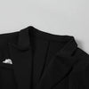 Joskaa Damen Spitze Patchwork Schwarzer Blazer Bodysuit Sexy Tiefer V-Ausschnitt Langarm Einteiler Romper Coquette Midnight Clubwear